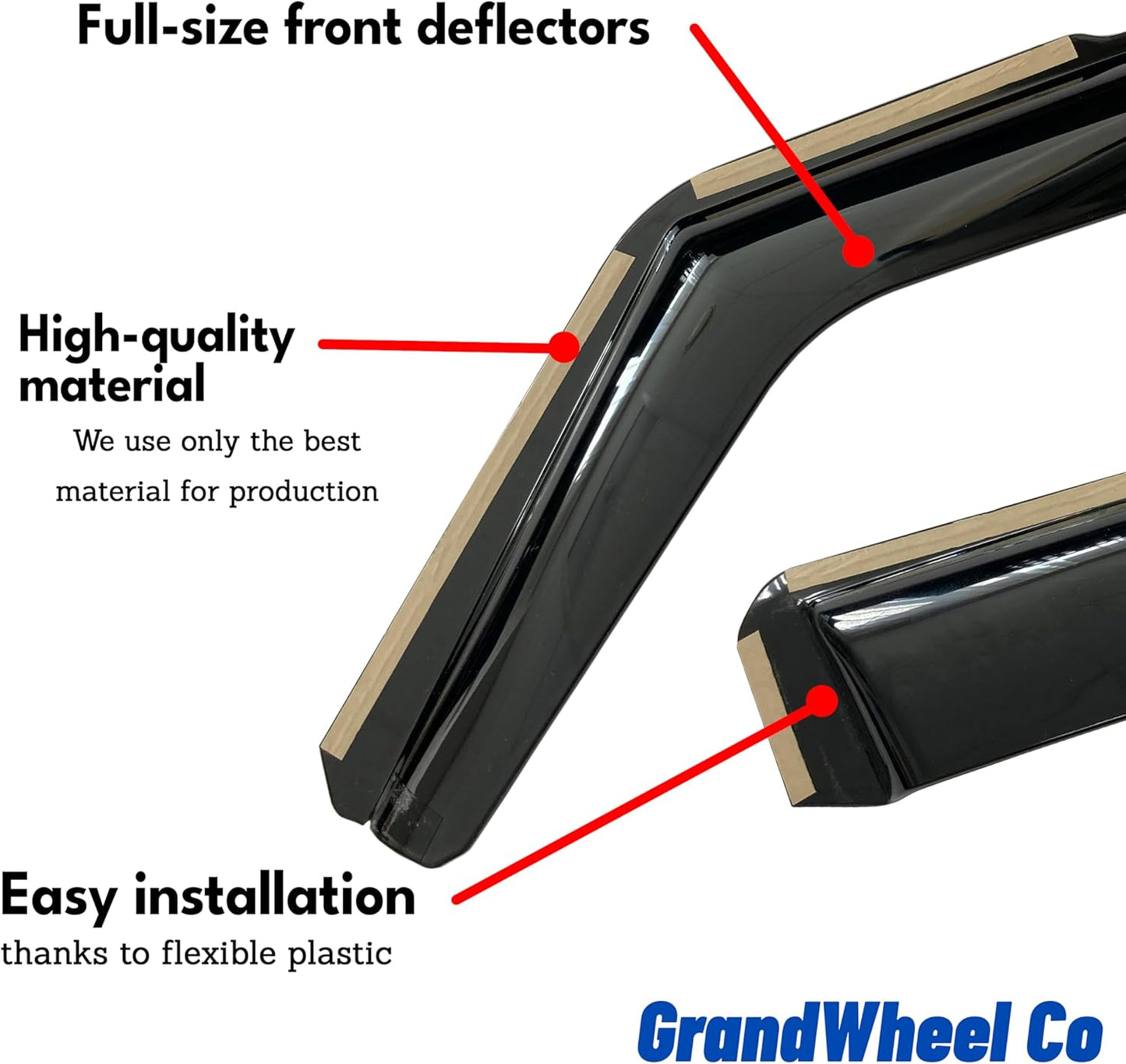 GrandWheel Co Smoke Tinted in-Channel Side Window Vent Visor Deflectors Rain Guards Compatible with Traverse 2018-2023 - 4pcs. GW0556