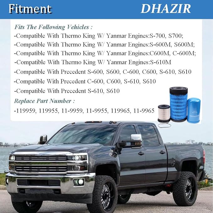 119959 Oil Change PM Kit Compatible With Thermo King S600 TK Precedent Yanmar Engines Fuel Filter Elements Kit Replaces 119959 119965 119955 TK11-9959 TK119959 S700, S600M, C600M 3PACK
