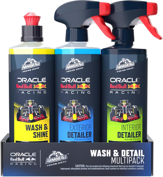 Armor All Podium Series 3-Piece Car Wash & Detail Kit Developed With Oracle Red Bull Racing, Includes Hybrid Ceramic Wash & Shine, Exterior Detailer Spray, and Interior Detailer Spray, 16 fl oz Each