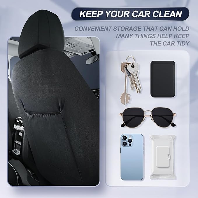 GIANT PANDA Front Seat Covers for Jeep Wrangler JL 2018-2024 Sport Sahara Rubicon Unlimited Willys,Faux Leather Seat Protectors (2 Pack, Black)