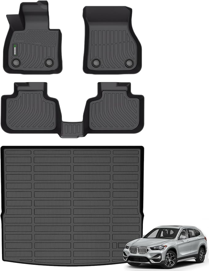 ANBINGO®-Floor Mats for BMW X1 2016-2022 Car Mats Cargo Mat Custom Fit X1 All Weather Floor Liner Non-Slip Waterproof Durable TPE Rubber Accessories Full Set