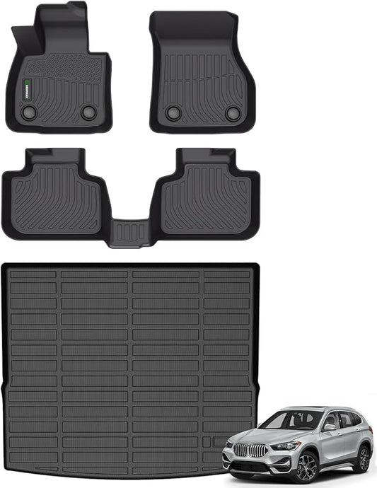 ANBINGO®-Floor Mats for BMW X1 2016-2022 Car Mats Cargo Mat Custom Fit X1 All Weather Floor Liner Non-Slip Waterproof Durable TPE Rubber Accessories Full Set