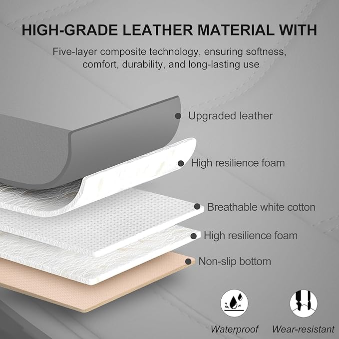 Car Seat Cover for Luxury & Comfort - PU Leather, Anti-Slip, Full Wrap Protection with Storage Pocket for Bottom Cushion - Universal Fit for 95% of Vehicles (Gray,2 Piece)