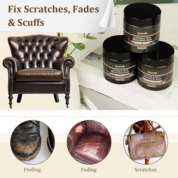2025 New Advanced Leather Recoloring Balm,Beige Leather Repair Kit for Furniture,Leather Dye Filler,Couch Paint and Repair,Leather Color Restorer for Couches,Leather Scratch Remover for Car Interior