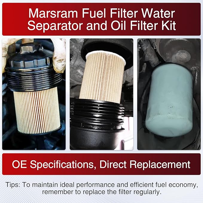 Marsram 6.7 Cummins Fuel Filter and Oil Filter Kit Fits for 2019-2023 Ram 2500 3500 4500 5500, 6.7 Cummins Oil Filter for 2019 2020 2021 2022 2023 Dodge Ram Replaces 68157291AA 68436631AA 5083285AA
