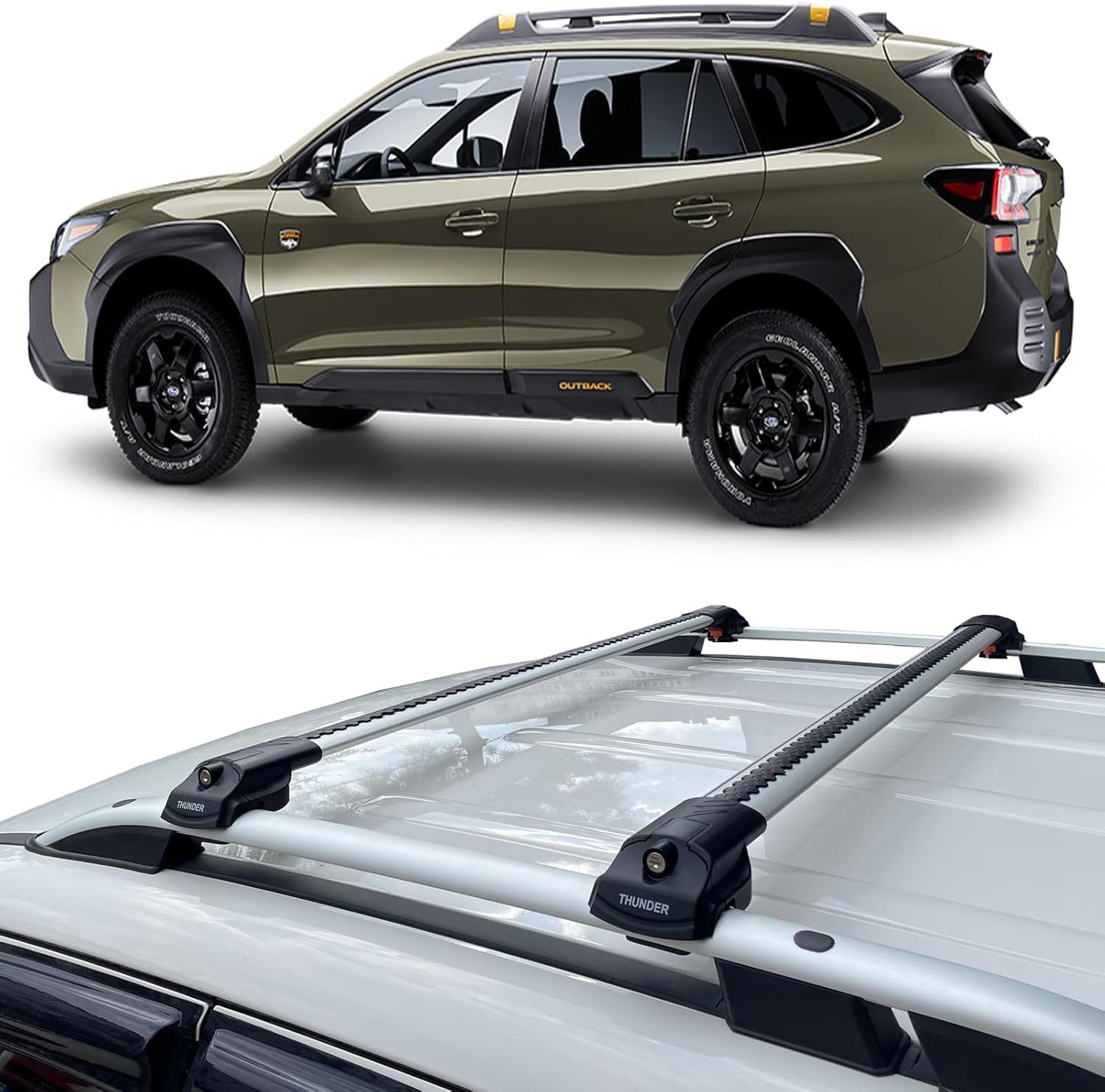 Roof Racks Cross Bars for Subaru Outback Wilderness 2024 2025 Cargo Carrier Bars Lockable Available in Black or Gray (Gray)