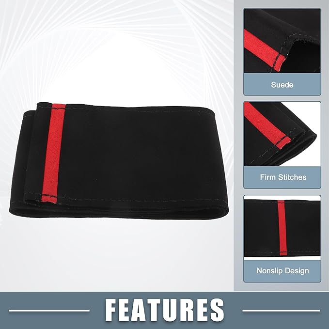 Car Hand Sewn DIY Steering Wheel Cover Breathable Comfortable 38cm Stitch on Wrap Cover Suede Red Black Stitches Black