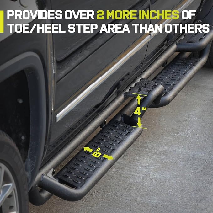 BINARY STAR Running Boards Compatible with 2015-2026 Chevy Colorado/GMC Canyon Crew Cab. Colorado Running Boards with Bed Access Step and Center Step. 6 Inch Carbon Steel Side Steps.