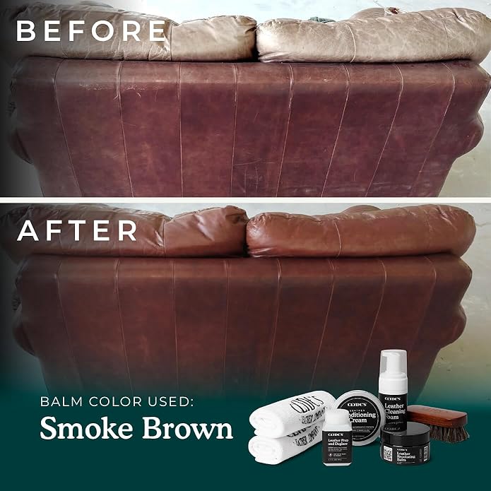 Clyde's™ 4-Step Leather Recoloring Kit | Includes Brush and Lint-Free Towels | Cleans, Restores, and Protects Your Leather