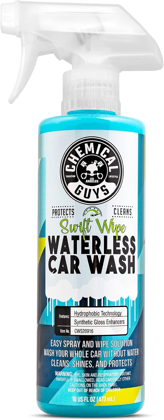 Chemical Guys Swift Wipe Sprayable Waterless Car Wash - Spray and Wipe to Safely Clean and Shine Cars, Trucks, Motorcycles, RVs, and More, High Lubrication Formula, 16 oz