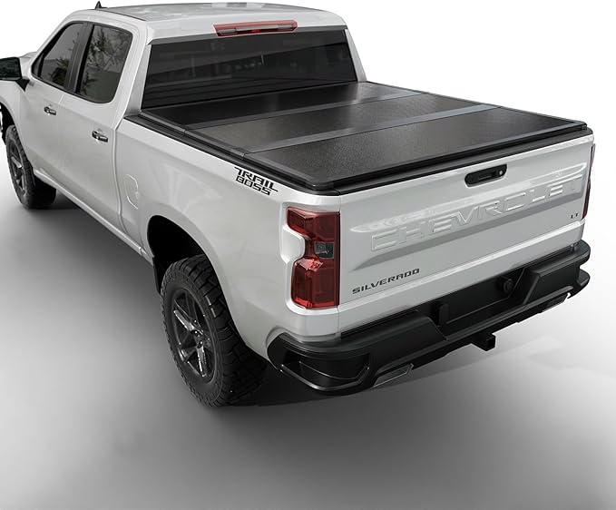 Hard Folding Truck Bed Tonneau Cover |THTF030|Fits Chevy/GMC Silverado/Sierra 1500(2007-2026) 2500 3500 HD(2007-2019), Works w/MultiPro/Flex Tailgate 6' 7" Bed (79.4")