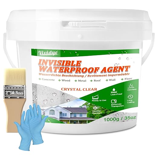 Waterproof Sealant 35oz, Transparent Waterproof Coating for Roof, Floor, Bathroom, Wall, Window, Concrete, Invisible Water Proof Agent for Repairing Leaks, Indoor & Outdoor Waterproofing Adhesive