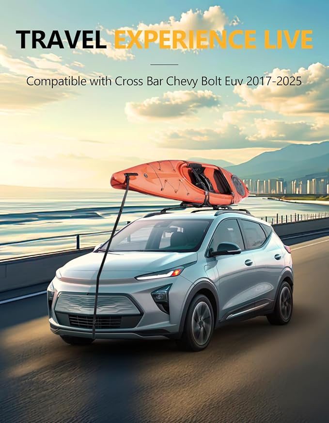 Tuyoung 220lbs Roof Racks Cross Bars Compatible with Chevrolet Chevy Bolt EUV 2017-2025 Bolt-EUV, Heavy Duty Aluminum Crossbar Roof Rail Cargo Carrier Rooftop Car Black Accessories