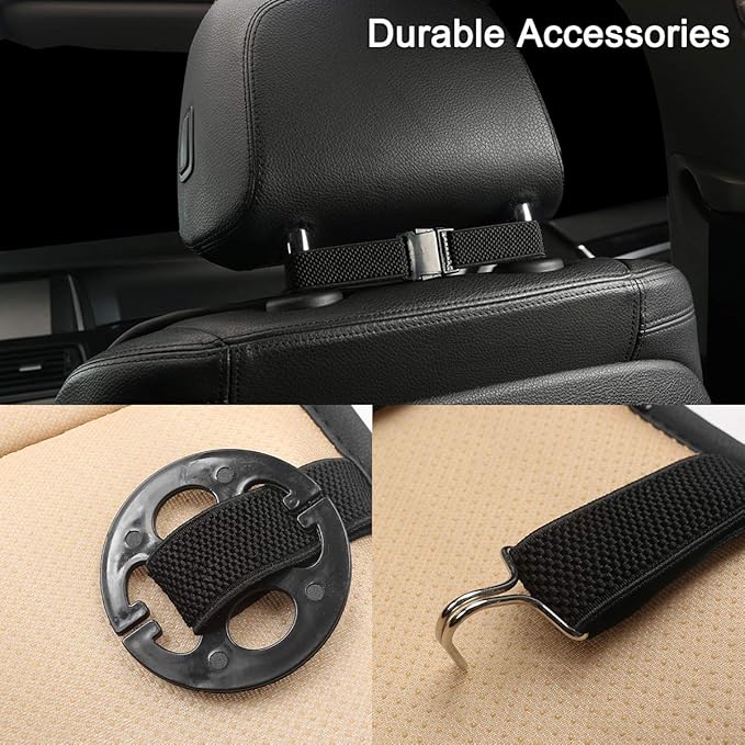 Black Panther 1 Pair Luxury PU Car Seat Covers Protectors for Front Seats, with Partial Backrest Coverage (Middle Part Only), Triangle Pattern, Compatible with 95% Cars - Grey