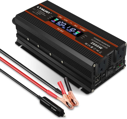 1000W/2000W (Peak) Car Power Inverter 12v to 110v DC to AC Converter with Dual AC Outlets LCD Display,1000 Watt Power Inverters for Vehicles Car RV Truck