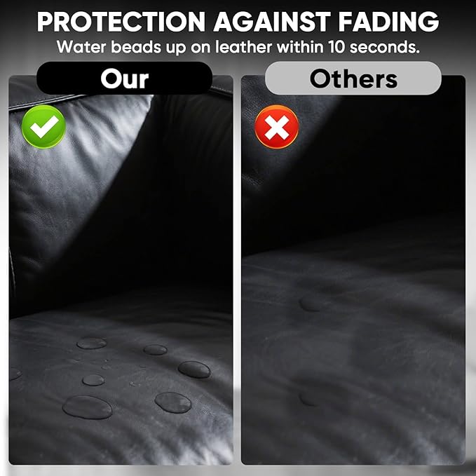 Leather Recoloring Balm - Scratch Repair & Color Restore Kit for Faded Leather, Leather Couch & Car Seats - 10OZ Leather Restorer Balm for Furniture, Auto Interior, Vinyl, Accessories (Black)