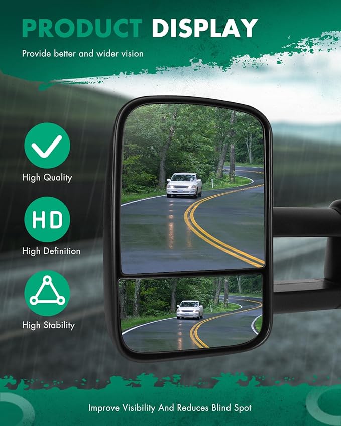 SCITOO Towing Mirrors for 2003-2007 Chevy GMC f-20250618 variations (1999-2007 Chevy/GMC Black - Manual Adjusted No Heated)