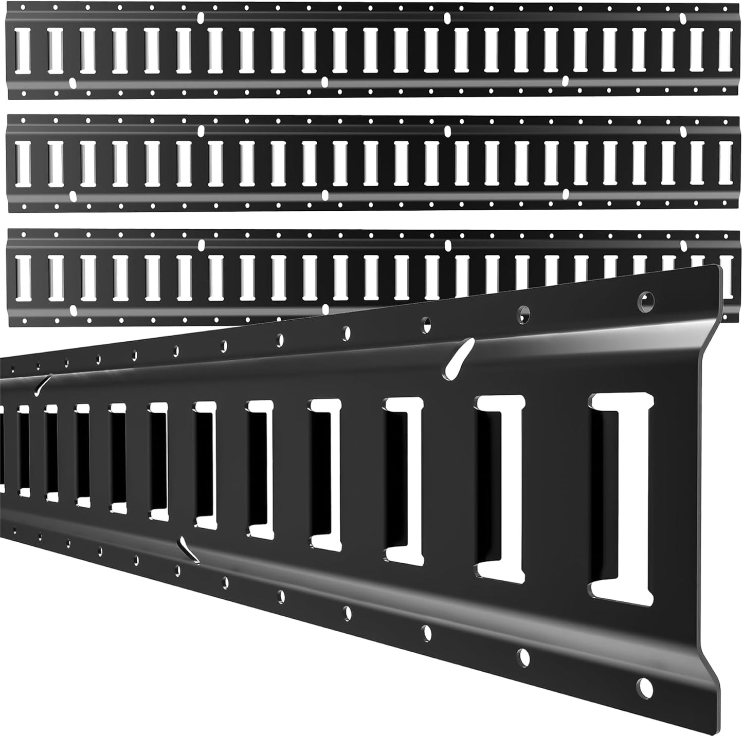 E Track 4'（4 Pack） with Powder-Coated Steel Trailer Tie Down for Garages, Trucks, Pickups, and Vans, E-Track Rail Reliable Cargo Restraint (Screws Not Included)