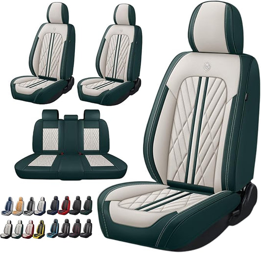 Universal Fit Waterproof Breathable Nappa Leather Automotive Vehicle Car Seat Covers Set Cushion Protector for Sedan SUV