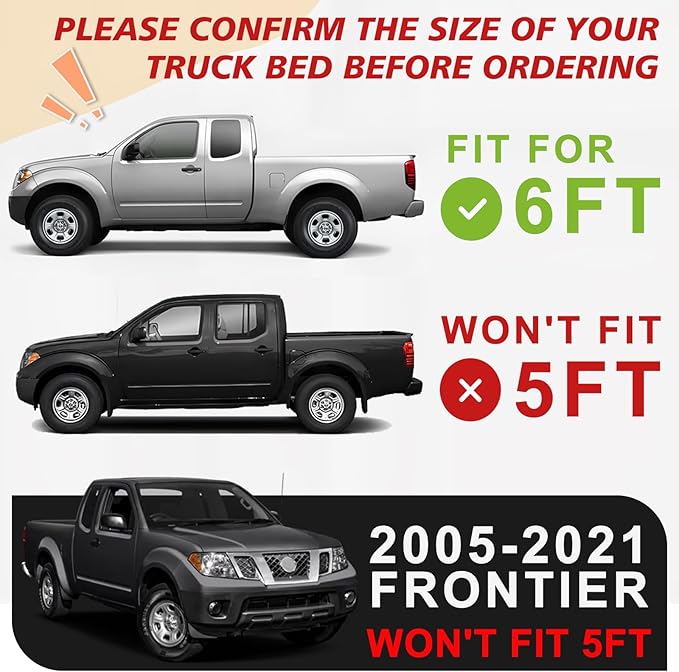 TripleAliners Truck Bed Mat Compatible with 2005-2021 Nissan Frontier Accessories 6FT Bed Vehicle Perfectly Flush All Weather Protection TPE Heavy Duty Pickup Cargo Mat