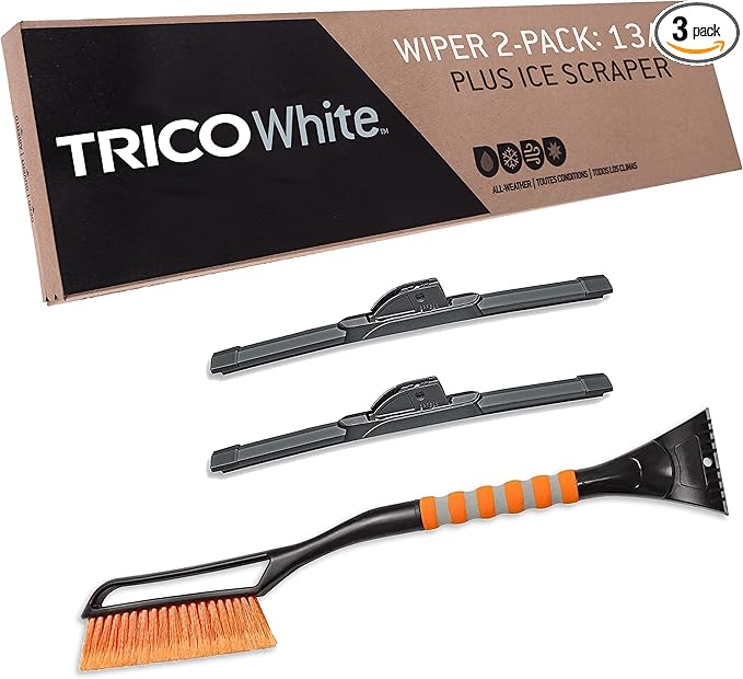 TRICO White 13" + 13" Extreme Weather Premium Winter Automotive Replacement Windshield Wiper Blades (Set of 2), Passenger and Driver Side All-Weather Beam Wiper Blades with Ice Scraper