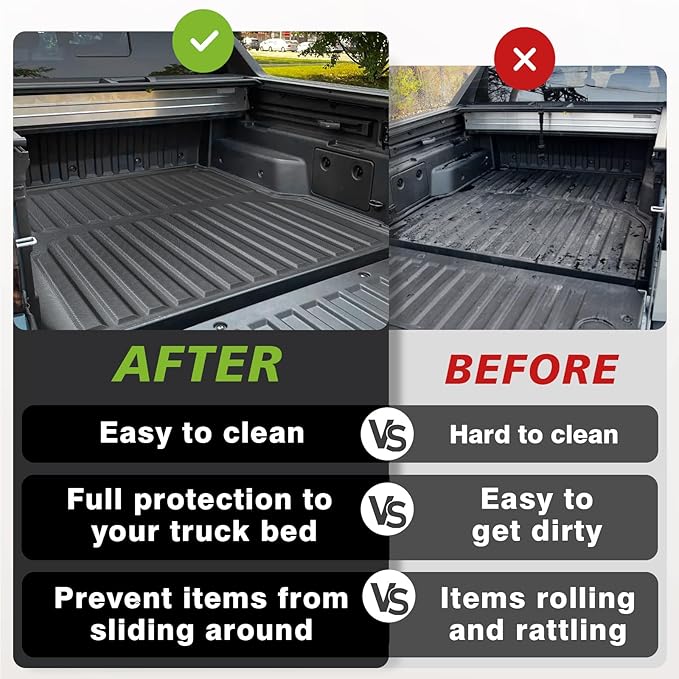 TripleAliners Truck Bed Mat Compatible with 2022 2023 2024 2025 2026 Hyundai Santa Cruz Accessories 4FT (52.1") Vehicle Bed Perfectly Flush All Weather Protection TPE Heavy Duty Pickup Cargo Mat