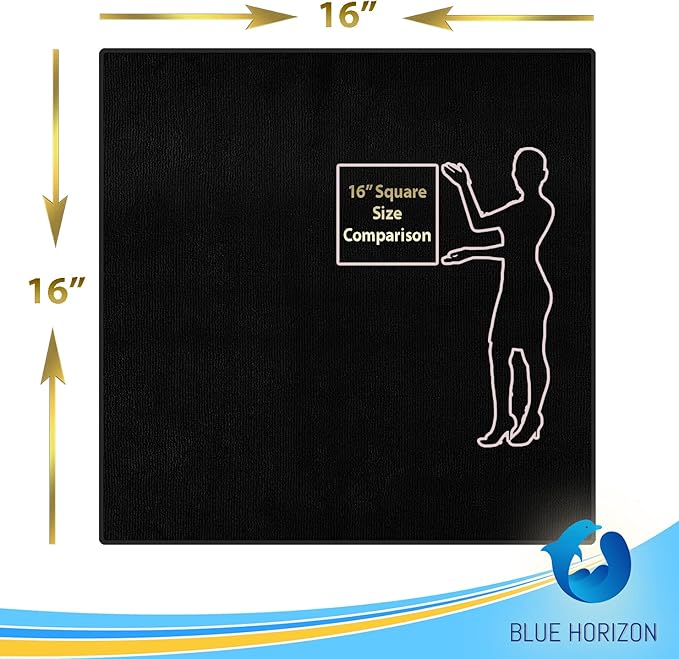 Blue Horizon Microfiber Cleaning Towels, 36-Pack Reusable Shop Towels, Ultra Soft Plush Wash-Cloths, Microfiber Detailing Cleaning Cloths for Car, Household and Commercial (Black, 16" x 16")