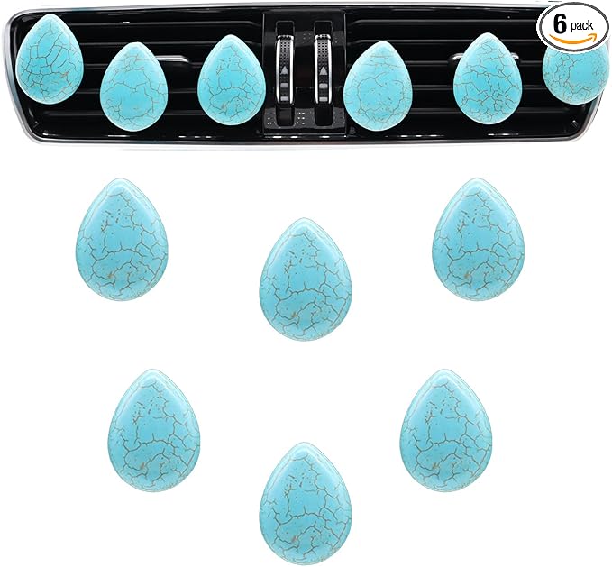 Boho Car Accessories 6pcs Turquoise Air Vent Clips Car Air Freshener Outlet Clips with Car Scent Creative Decorations for Women Best Wishes for Lover and Friend