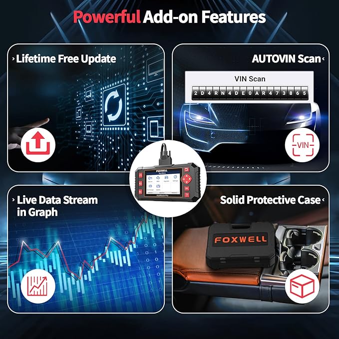 FOXWELL Car Scanner NT604 Elite OBD2 Scanner ABS SRS Transmission, Check Engine Code Reader for Cars and Trucks, Diagnostic Scan Tool with SRS Airbag, Automotive Diagnostic Tool with Live Data