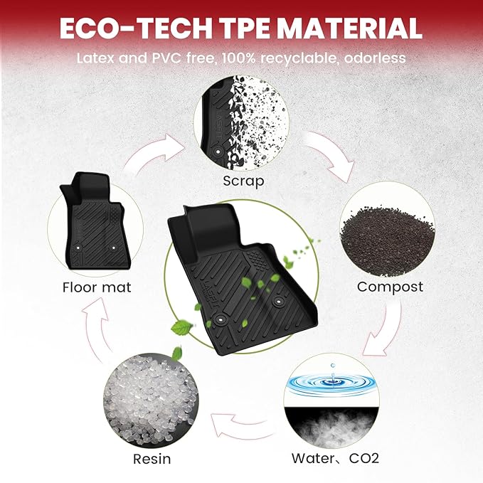 LASFIT Floor Mats for Chevrolet Chevy Camaro 2016-2024 Car Floor Mats, All Weather TPE Custom Fit Floor Mats for Cars, 1st and 2nd Row Car Floor Liners for Camaro Accessories Black