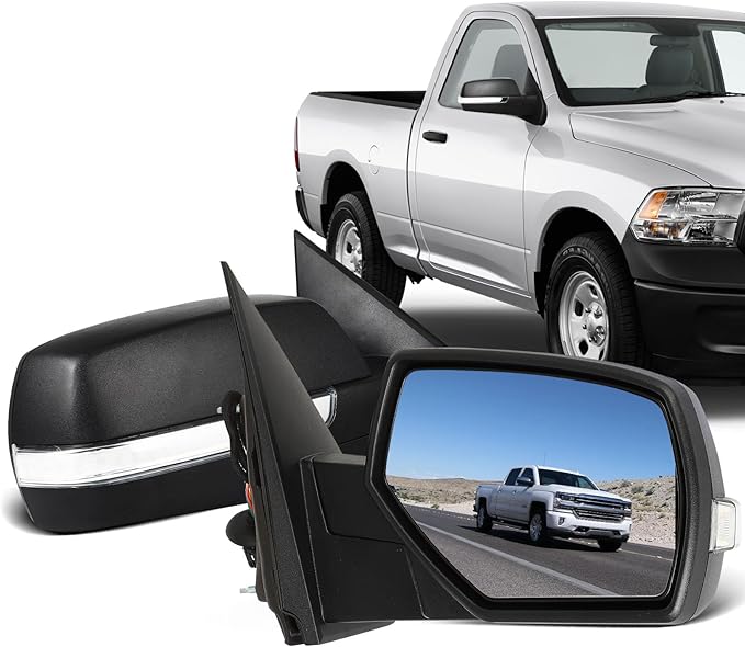 ECCPP Towing Mirrors Fit For 2014-2018 For Chevrolet Silverado 2014-2018 For GMC Sierra With Left Right Side With Power Heated Turn Signal Light on cover Clearance lamp Black Texture Tow Mirrors