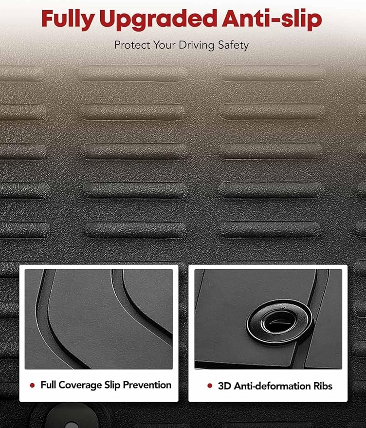 YHTAUTO Fit 2025 2024 2023 2022 Toyota Tundra Floor Mats | Only Fit CrewMax | TPE All Weather Floor Liner, 1st 2nd Row Car Mats