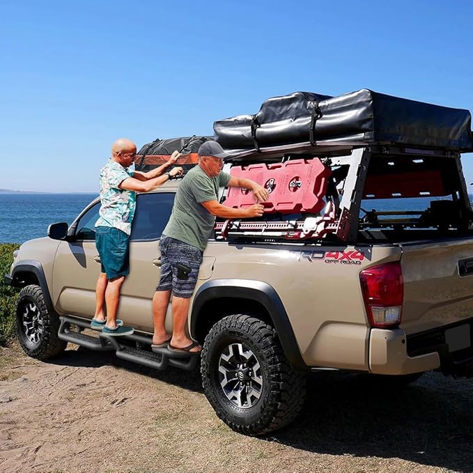 BINARY STAR Wheel to Wheel Running Boards Compatible with 2007-2018 Chevy Silverado/GMC Sierra 1500 Crew Cab, 07-19 Silverado/Sierra 2500 3500. Side Steps, 4-Steps Design Step Bars Nerf Bars.