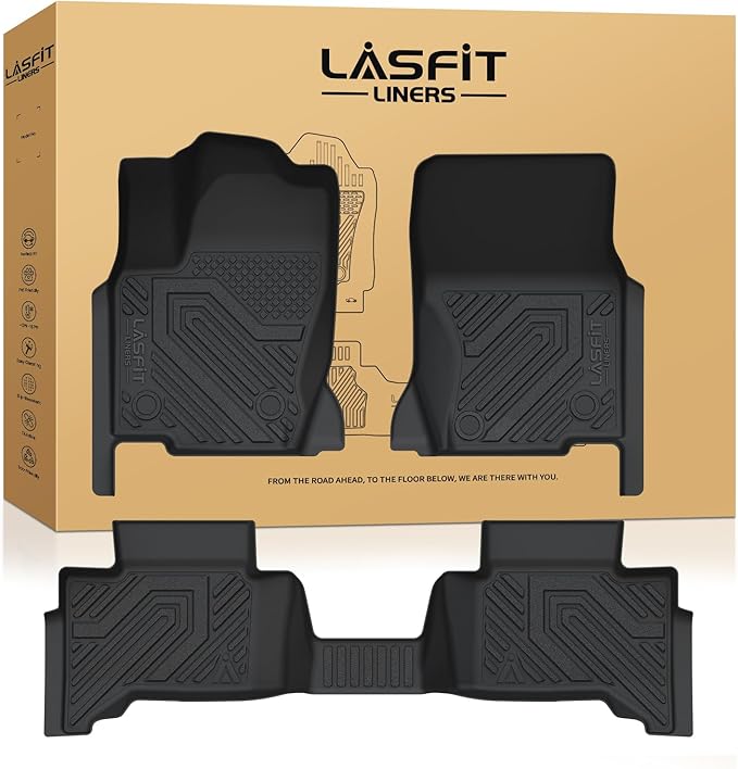 LASFIT Floor Mats for Toyota Land Cruiser 2024-2026/ for Lexus GX550 5-Seat 2024-2026, All-Weather Protection TPE 1st & 2nd Row Car Liners for Toyota Accsessories, Black Odor-Less Easy to Clean