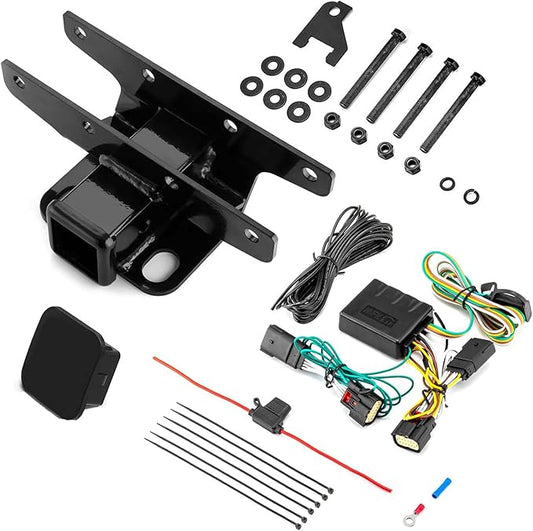 WeiSen 2" Rear Trailer Hitch Receiver Class 3 Towing Hitch & 4-Pin Trailer Wiring Harness Compatible with Jeep Wrangler JL/JLU 2018-2025 (Not Fit JK 2018 Models)