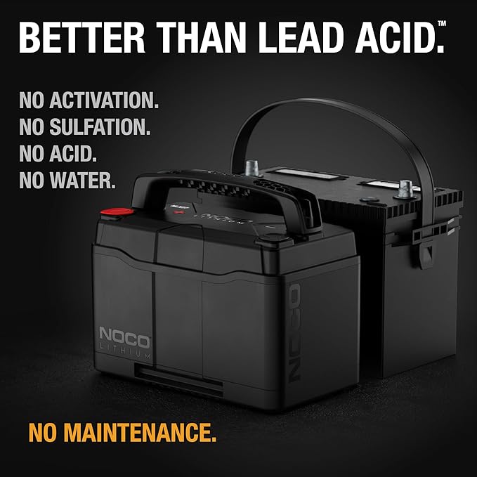 NOCO Lithium NLX27: 12V LiFePO4 Lithium Battery — Dual-Purpose — 100Ah Deep-Cycle + 1400A Group 27 Starter Battery — For Auto, Car Audio, Marine, Boat, RV, Off-Grid, Camper — UL Listed