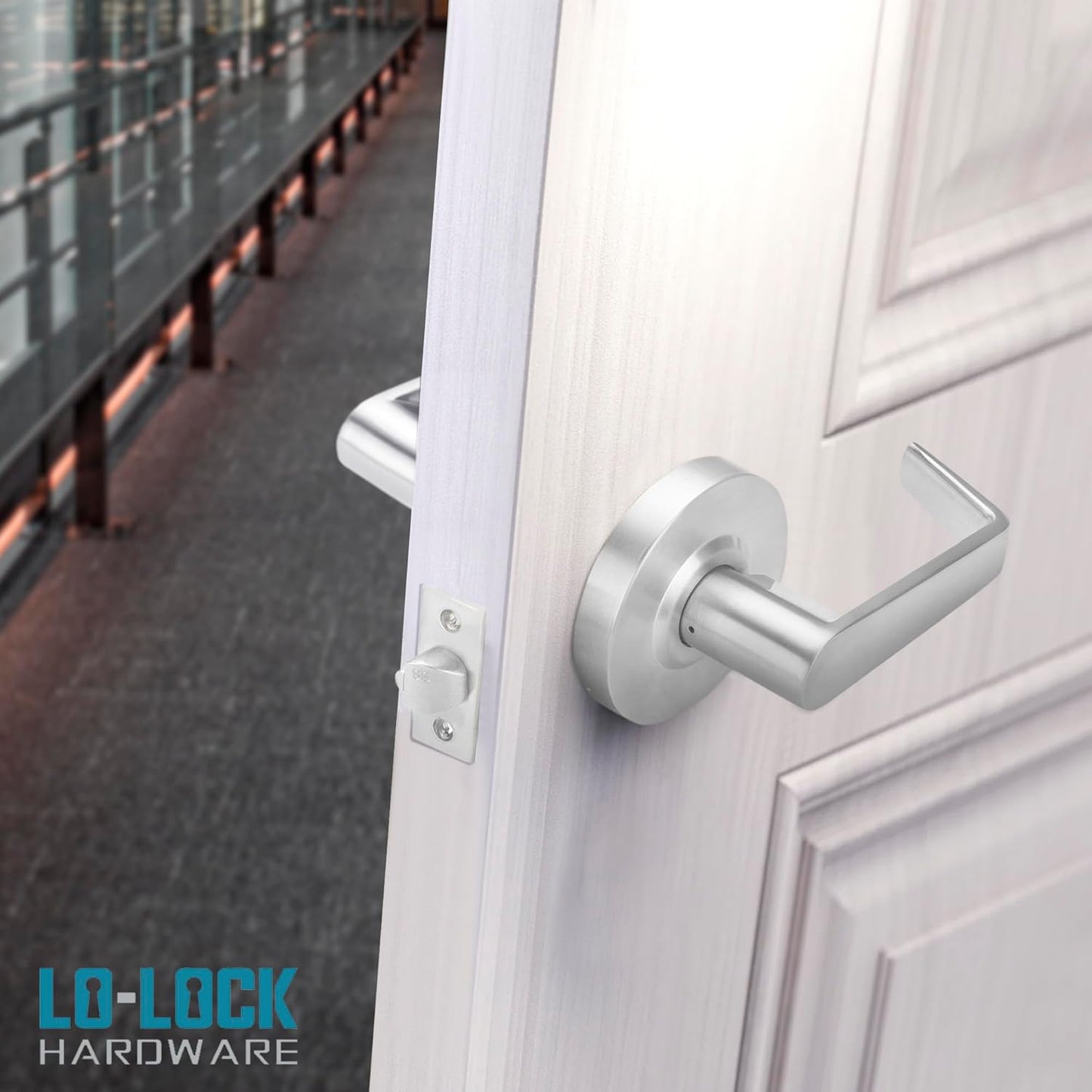 Commercial Lever Door Lock - Heavy-Duty Locking Door Handle, ADA Door Handles, Cylindrical Lever Lock, Non-Handed Grade 2 Industrial Door Handle, 26D Satin Chrome, Privacy/Bathroom