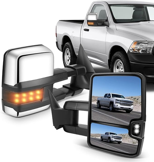 ECCPP Towing Mirrors Fit for 1988-2000 for Chevy C2500/K2500/ K3500 for GMC C2500/K2500/K3500 1988-1998 for Chevy C1500/K1500 for GMC C1500/K1500 Tow Mirrors with Left Right Side Power Heated