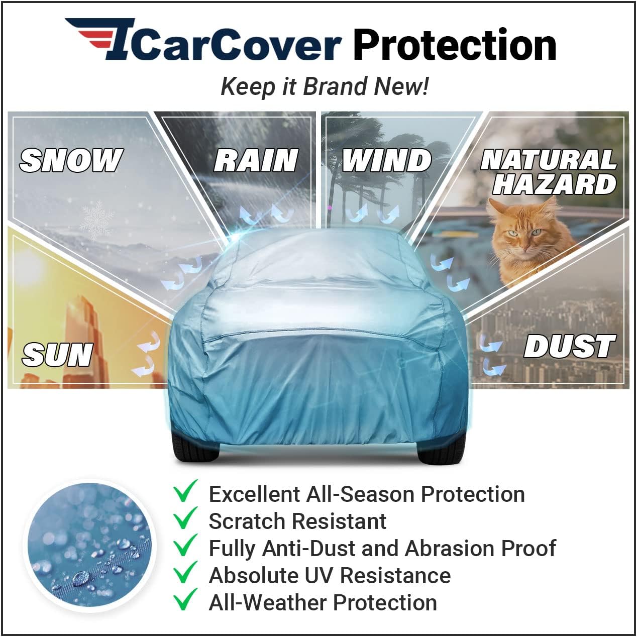 iCarCover Premium Car Cover for 1980-1986 Chevy Citation Heavy Duty Waterproof All Weather Automobiles Custom Fit Indoor Outdoor UV Snow Protection Covers with Straps and Bag