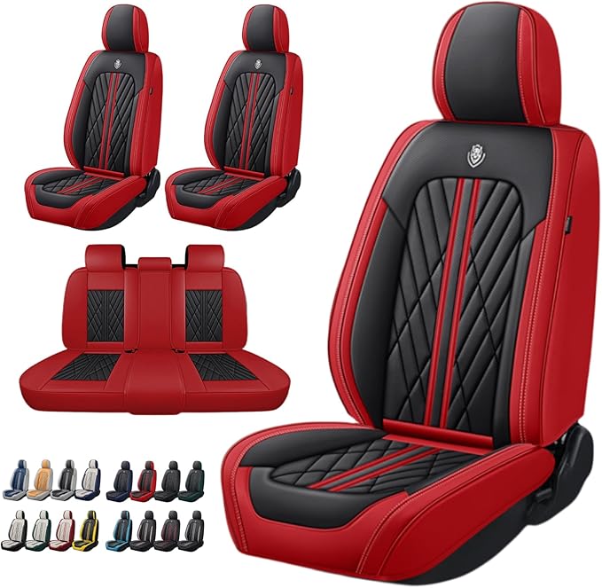 Universal Fit Waterproof Breathable Nappa Leather Automotive Vehicle Car Seat Covers Set Cushion Protector for Sedan SUV