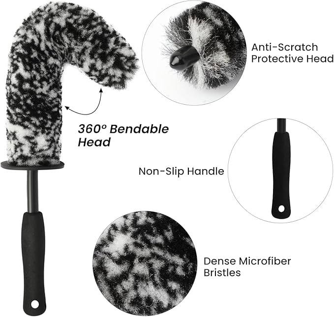 5PCS Wheel Cleaner Brush Kit, Tire Brushes, Rim Cleaner Brush,Car Detailing Brushes, Car Wash Tools for Wheels and Tires No Spatter