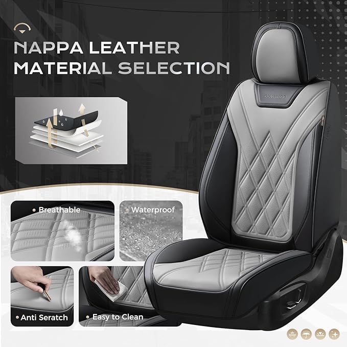 Coverado Car Seat Covers Full Set, Seat Covers for Cars, Front Seat Covers and Back Seat Cover Waterproof Leather Automotive Seat Cover, Universal Car Interior Protectors Cushion for Most Cars