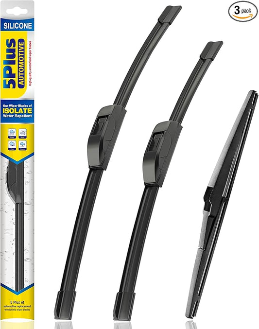 5 PLUS® Silicone Windshield Wipers Replacement for 2011-2015 KIA Sorento 2010-2019 KIA Soul Wiper Blades(Set of 3),Automotive Replacement Windshield Wiper Blades-24"/20"/11"