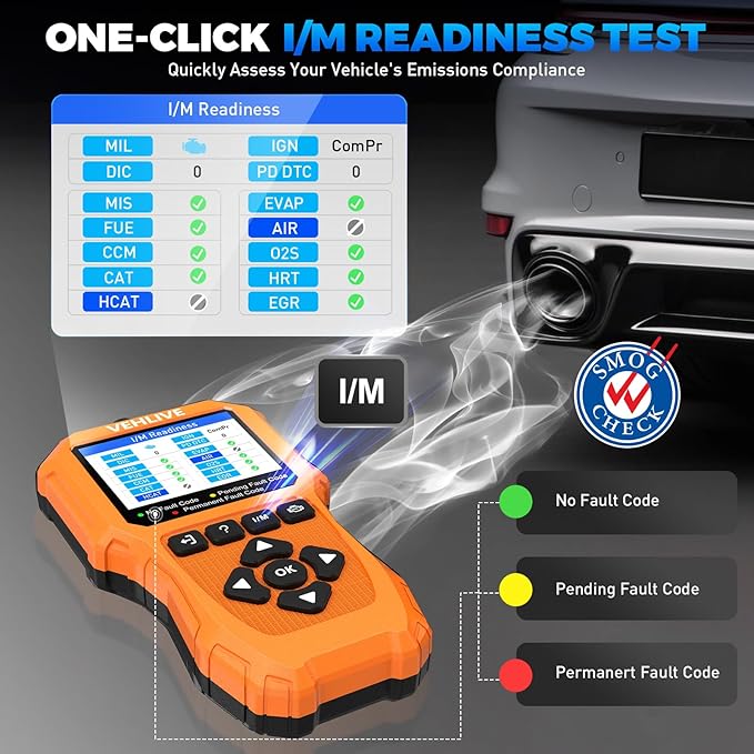 OBD2 Scanner Diagnostic Tool, Check Engine Light Car Code Reader with Reset, Battery Tester, Live Data, Freeze Frame, I/M Readiness, Car Scanner Diagnostic Tool for All OBDII Car After 1996