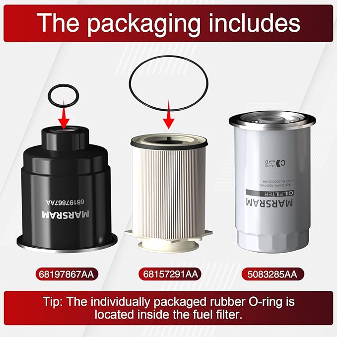 Marsram 6.7 Cummins Fuel Filter and Oil Filter Fits for 2013-2018 Ram 2500 3500 4500 5500, 6.7 Cummins Oil Filter for 2013 2014 2015 2016 2017 2018 Dodge Ram Replaces 68157291AA 68197867AA 5083285AA