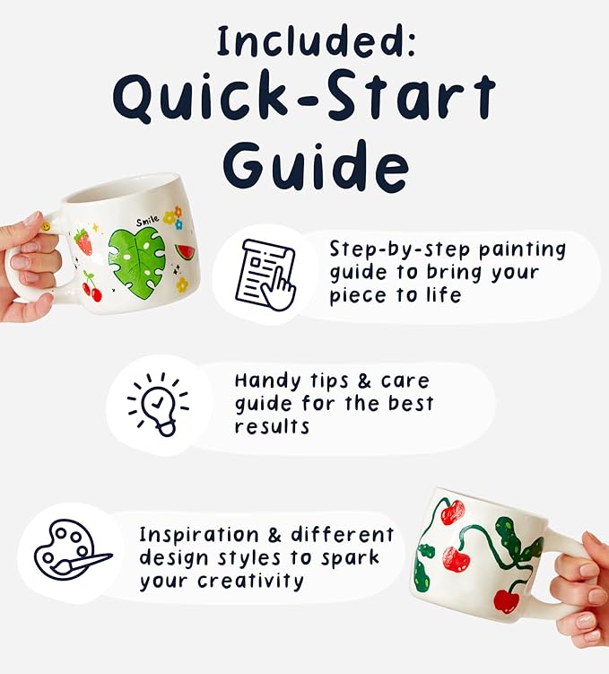 Pott'd Paintables Paint Your Own Mug Kit - DIY Mug Painting Kit for Adults. Ceramic Painting Kit for Adults Includes Mugs, Paints, Brushes, Cloth and Painting Inspiration Guide
