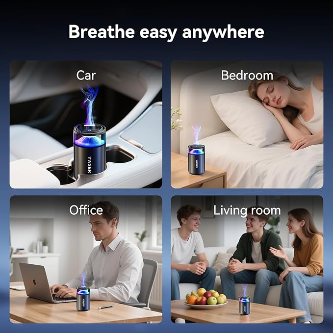 2025 Upgraded Smart Car Air Freshener Diffuser, New Car Smell Air Freshener Long Lasting, Auto On/Off,Car Scent with 8 Ambient Lights, Car Diffusers for Essential Oil (Snow Mountain)