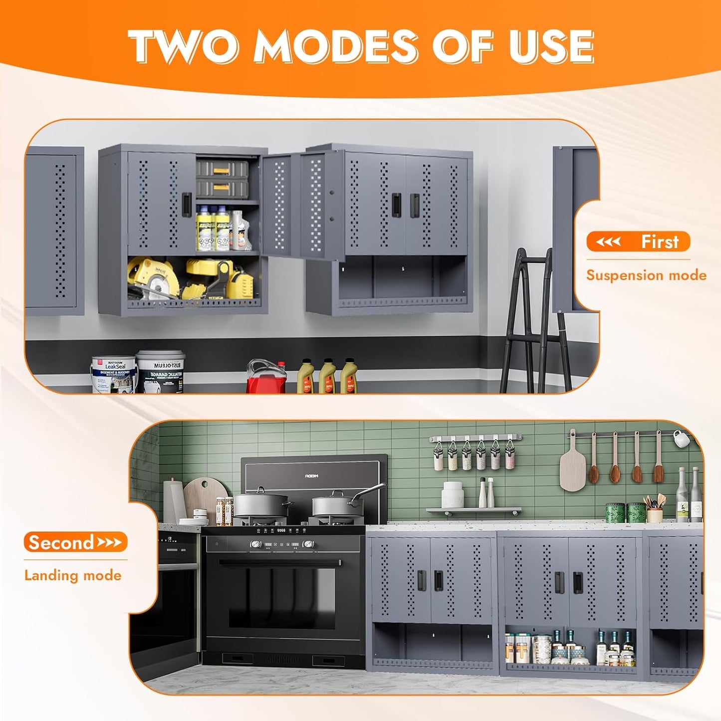 Metal Wall Storage Cabinet with Adjustable Shelf Steel Wall Mounted Garage Storage Cabinet with Doors for Basement Utility Room Warehouse Kitchen