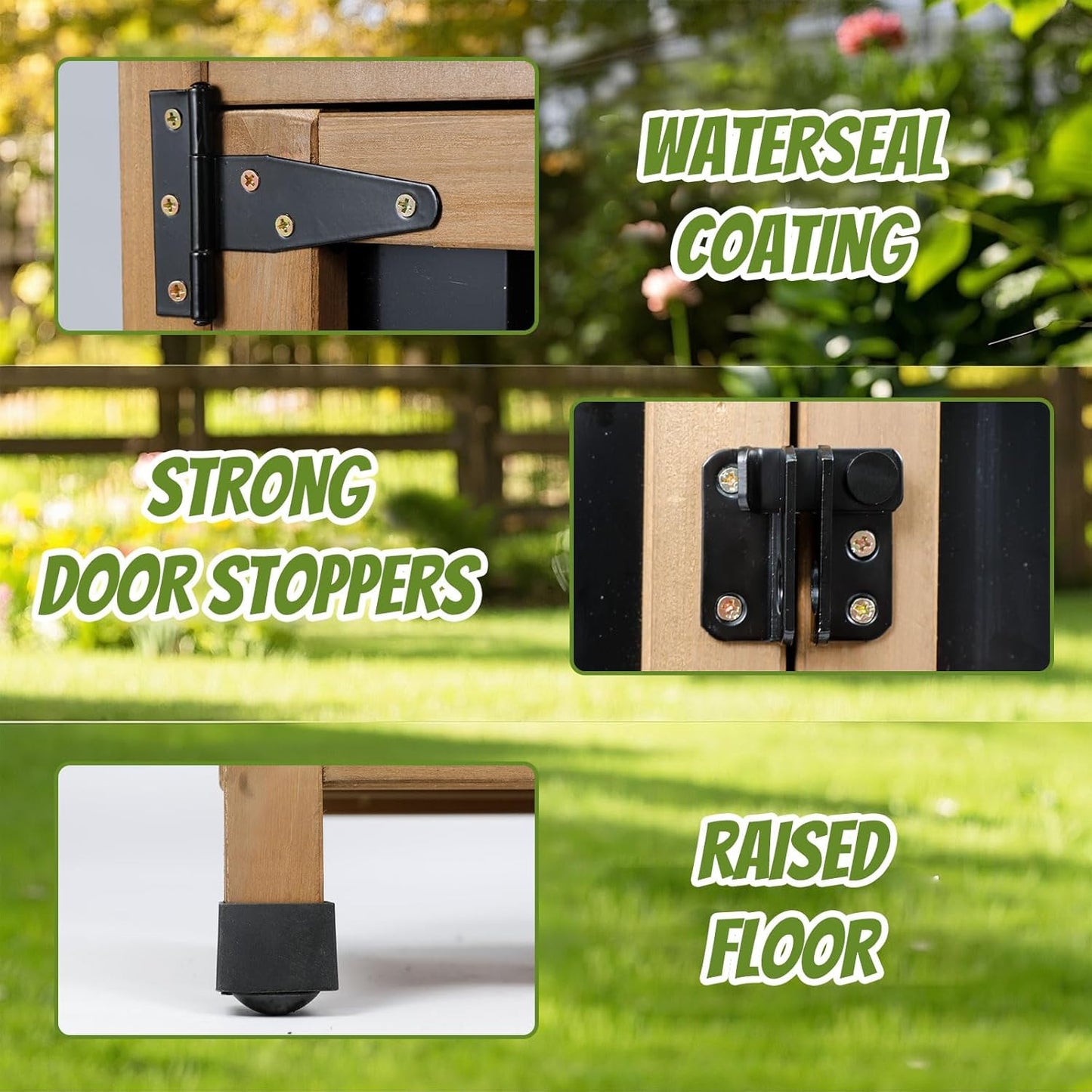 Outdoor Storage Cabinet, Small Wood & Metal Storage Shed with Lockable Doors & Adjustable Shelves, Vertical Outdoor Cabinets Weatherproof for Patio Backyard,Garden Tool Shed and Accessories, Brown