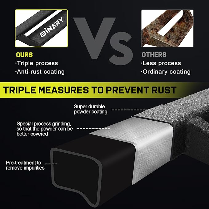 BINARY STAR Running Boards Compatible with 2019-2026 Chevy Silverado/GMC Sierra 1500 Crew Cab, 20-26 Silverado/Sierra 2500HD 3500HD. 4.3 Inches Drop Down Silverado Side Steps Nerf Bar Carbon Steel.